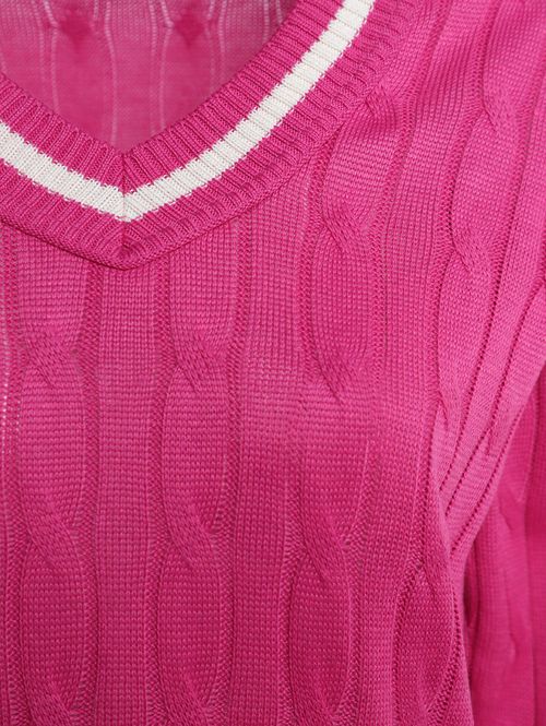 Blusão Tricot Decote V Feminino ROSA