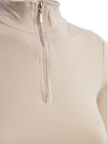 Blusa Manga Longa Gola Alta Feminina BEGE