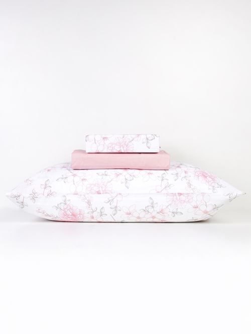 Jogo de Lençol Solteiro Duplo em Algodão 120 Fios ROSA