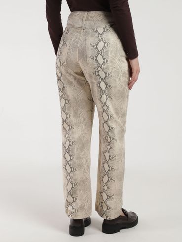 Calça Sarja Reta Estampada Feminina AREIA
