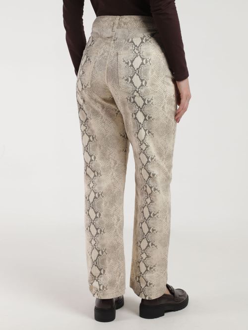 Calça Sarja Reta Estampada Feminina AREIA