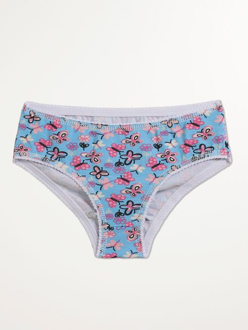 Calcinha Cotton Estampada Infantil Para Menina - AZUL