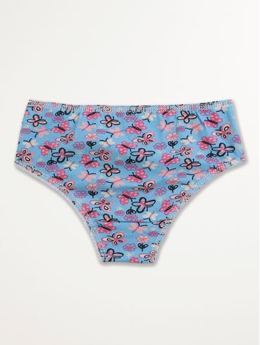 Calcinha Cotton Estampada Infantil Para Menina - AZUL