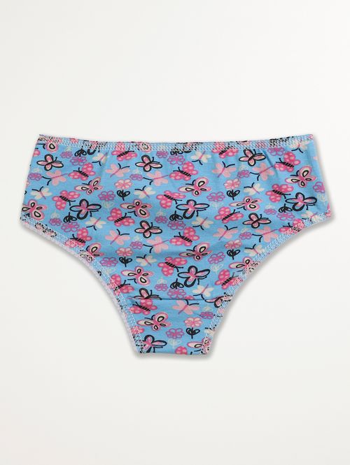 Calcinha Cotton Estampada Infantil Para Menina - AZUL