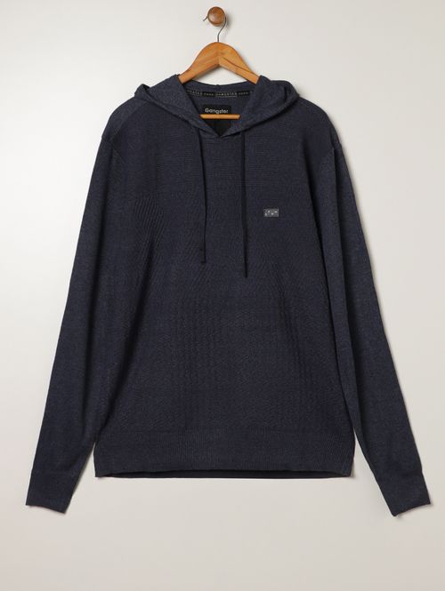 Blusão Tricot Capuz Gangster Plus Size Masculino MARINHO