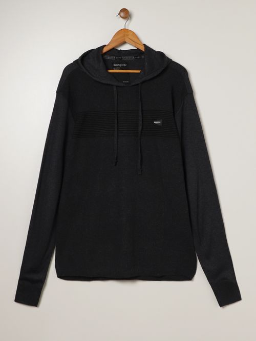 Blusão Tricot Capuz Gangster Plus Size Masculino GRAFITE