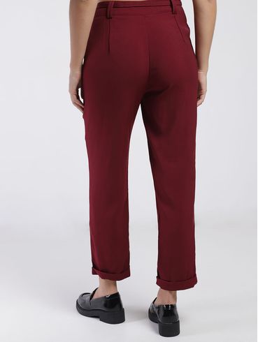 Calça Reta Alfaiataria Eagle Rock Feminina VINHO