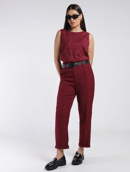 Calça Reta Alfaiataria Eagle Rock Feminina VINHO