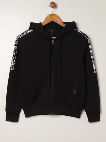Jaqueta Moletom Juvenil Para Menino - PRETO