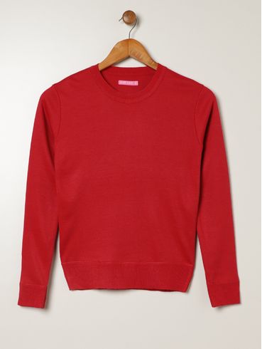 Blusão Tricot Juvenil Para Menina - VERMELHO