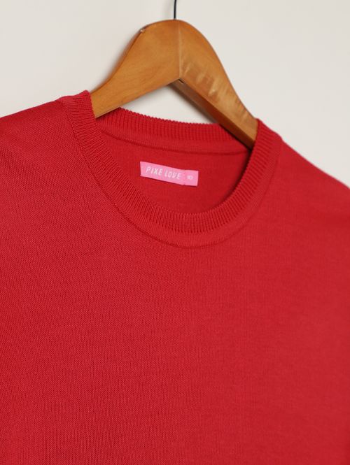 Blusão Tricot Juvenil Para Menina - VERMELHO