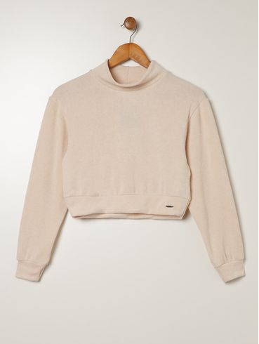 Blusão Tricot Cropped Juvenil Para Menina - OFF WHITE