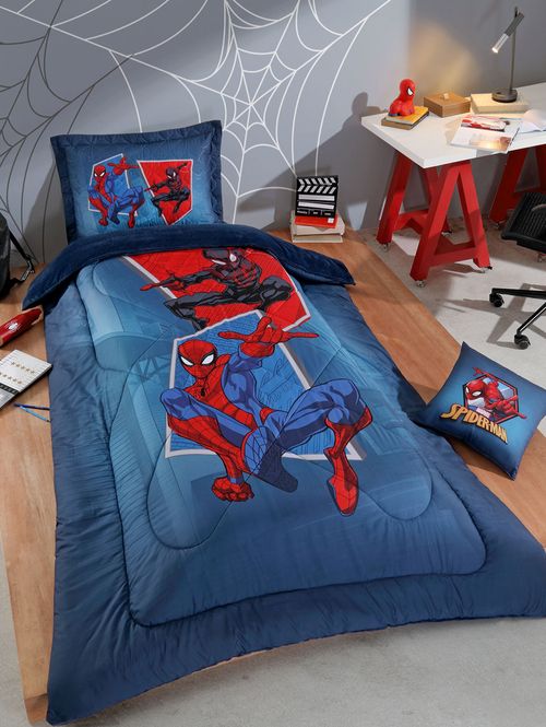 Edredom Solteiro Spiderman Team Hedrons AZUL
