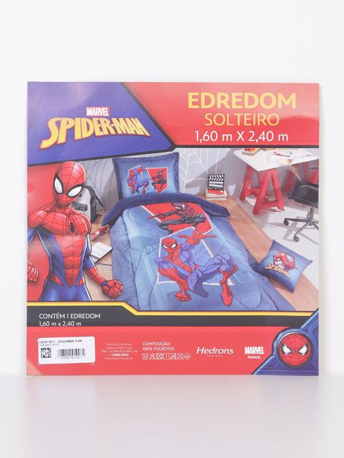 Edredom Solteiro Spiderman Team Hedrons AZUL