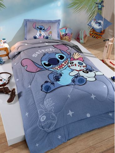 Edredom Solteiro Stitch Relax Hedrons AZUL