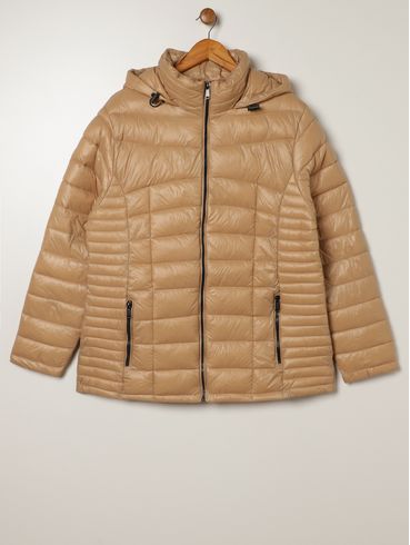 Casaco Puffer Plus Size Feminina BEGE