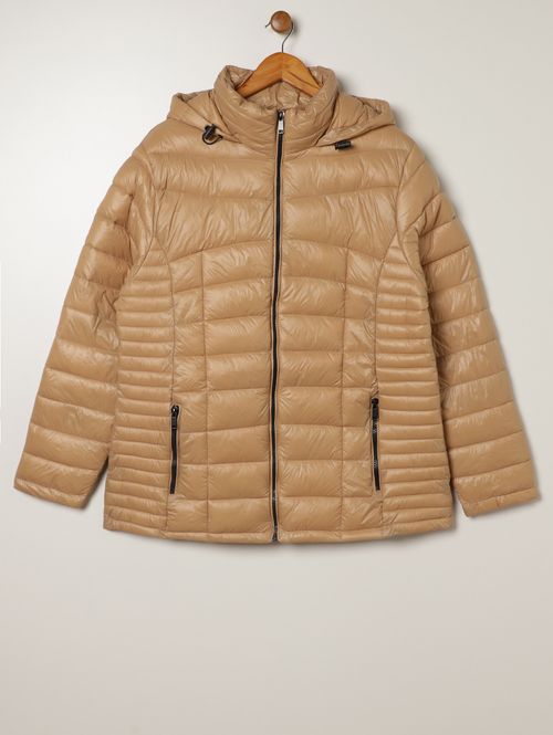 Jaqueta Puffer Plus Size Feminina BEGE