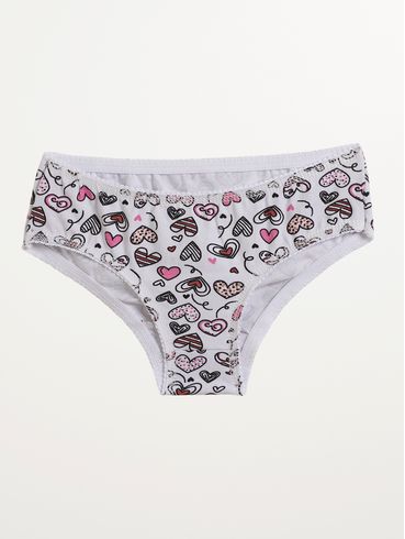 Calcinha Cotton Estampada Infantil Para Menina - BRANCO