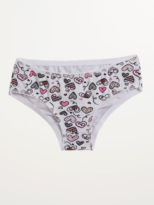 Calcinha Cotton Estampada Infantil Para Menina - BRANCO
