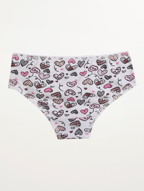 Calcinha Cotton Estampada Infantil Para Menina - BRANCO