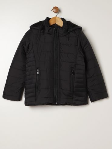 Jaqueta Puffer Infantil Para Menina - PRETO