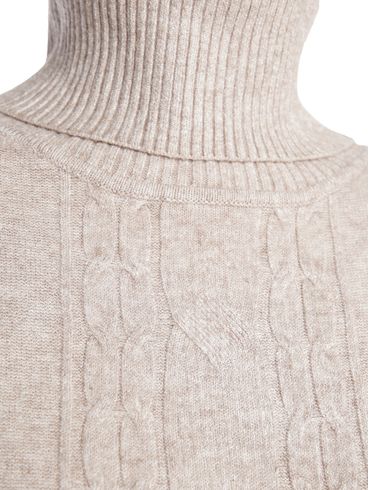 Blusão Tricot Alongado Gola Alta Feminina CARAMELO