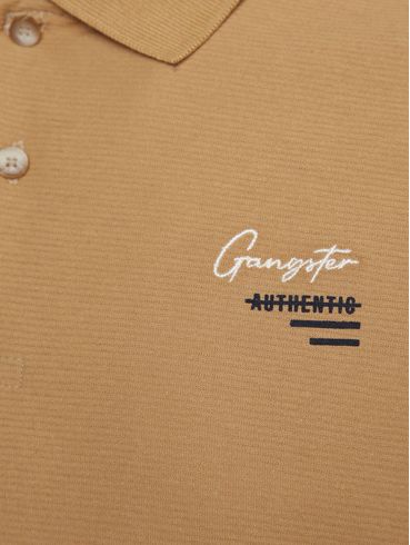 Polo Manga Curta Gangster Masculina BEGE