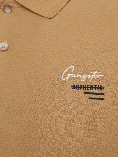 Polo Manga Curta Gangster Masculina BEGE