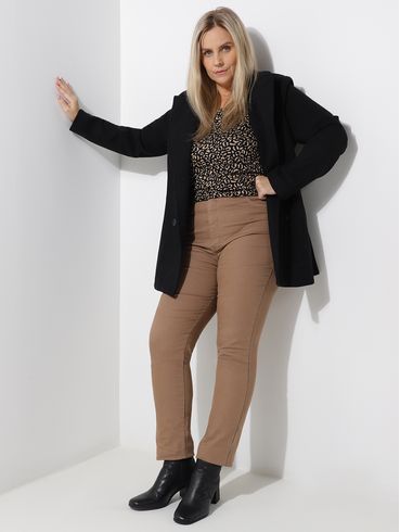 Blusa Manga 3/4 Autentique Plus Size Feminina PRETO