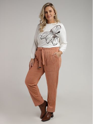Blusa Manga 7/8 Plus Size Feminina OFF WHITE