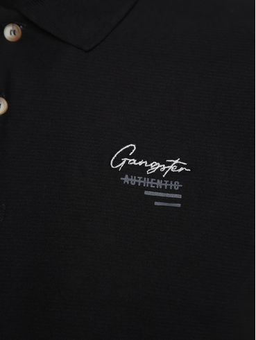 Polo Manga Curta Gangster Masculina PRETO