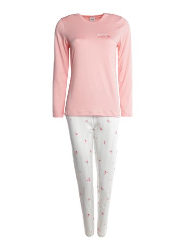 Pijama Suede Longo Feminino ROSA CLARO/BRANCO