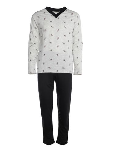 Pijama Longo Masculino MESCLA/PRETO