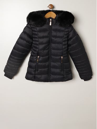 Casaco Parka Infantil Para Menina - PRETO