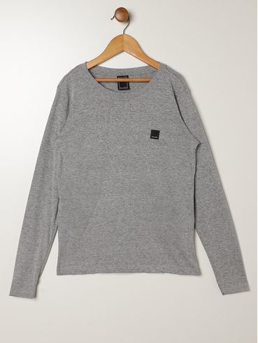 Camiseta Manga Longa Juvenil Para Menino - CINZA