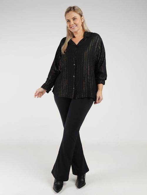 Camisa Viscose Plus Size Feminina PRETO
