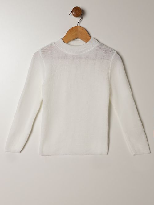 Blusão Tricot Infantil Para Menina - OFF WHITE