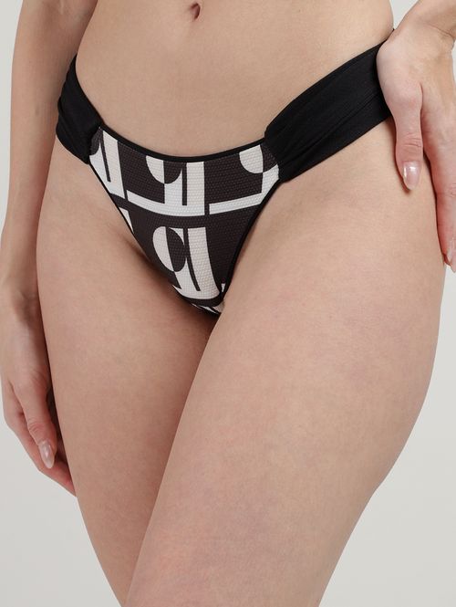 Biquíni Calcinha Bombom Slim Dupla Face Feminino PRETO/MULTICOLORIDO