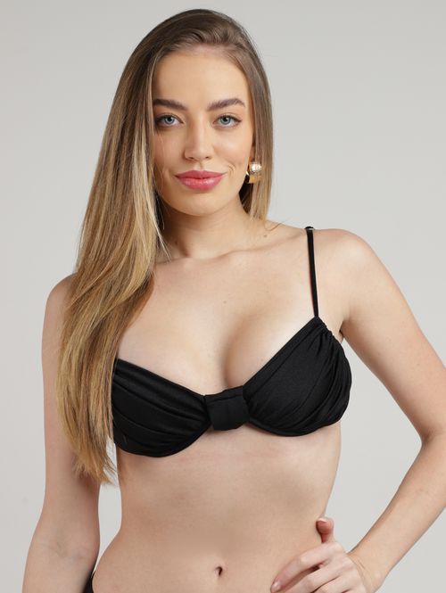 Biquíni Top Sem Bojo Lateral Regulável Feminino PRETO