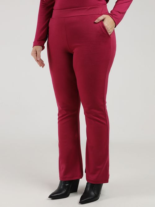 Calça Flare Plus Size Feminina BORDO
