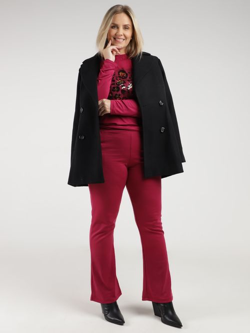 Calça Flare Plus Size Feminina BORDO