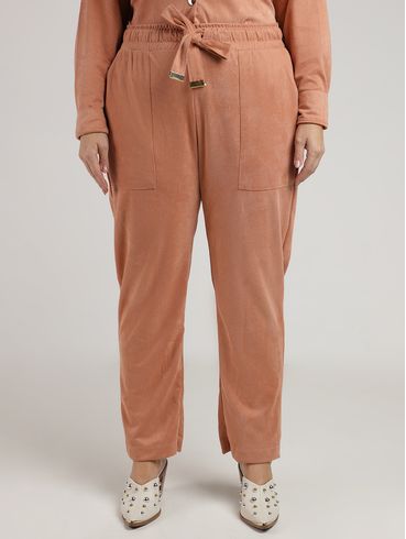 Calça Reta Plus Size Feminina BEGE