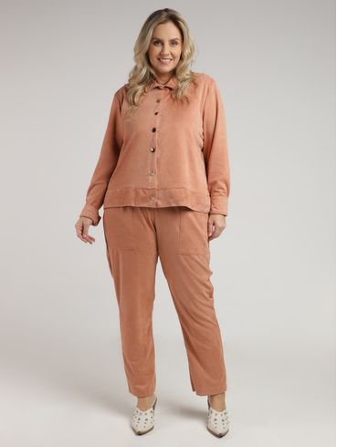 Calça Reta Plus Size Feminina BEGE