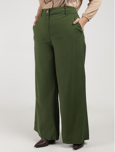 Calça Alfaiataria Pantalona Plus Size Feminina VERDE