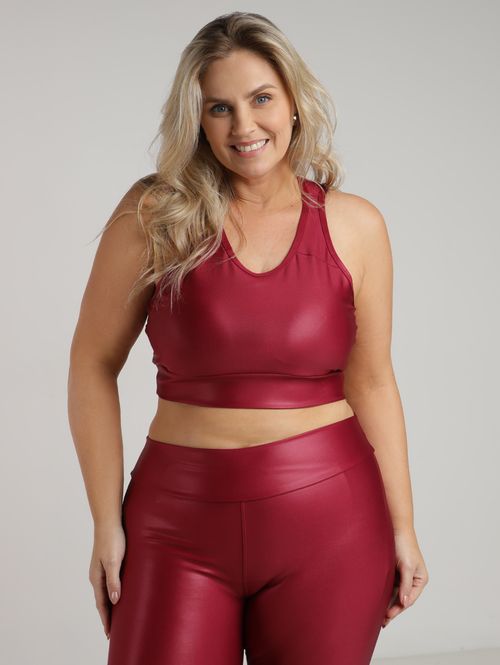 Top Fitness Cirrê Vels Plus Size Feminino BORDO