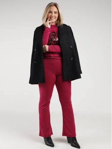 Blusa Paetê Animal Print Plus Size Feminina BORDO