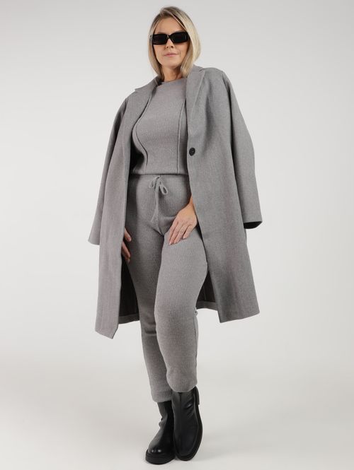 Blusa Tricot Gola Alta Plus Size Feminina CINZA