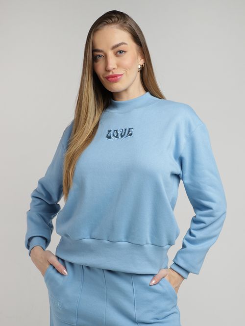 Moletom Autentique Feminino AZUL CLARO