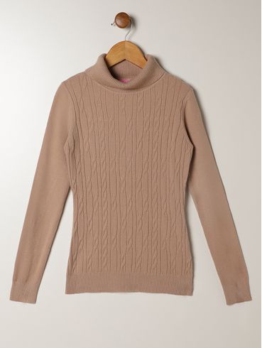 Blusão Tricot Juvenil Para Menina - BEGE