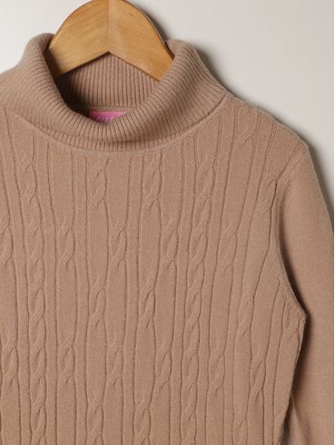 Blusão Tricot Juvenil Para Menina - BEGE
